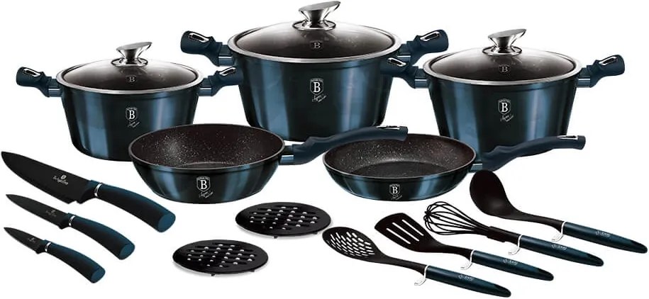 Set Oale marmorate 17 piese Aquamarine Metalic Line Berlinger Haus BH 6164
