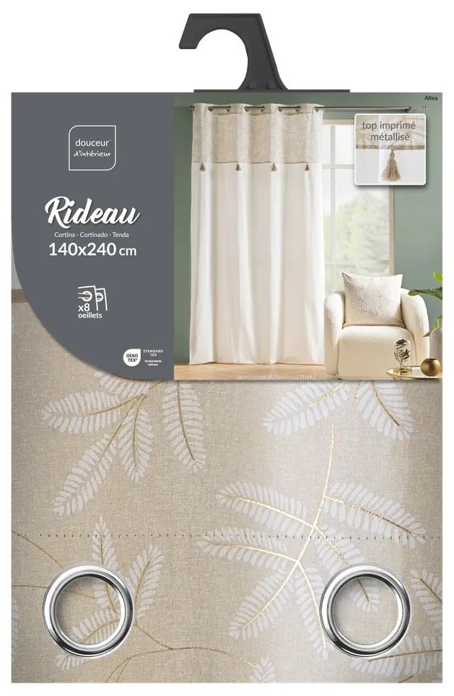 Draperie albă-bej din amestec de bumbac 140x240 cm Altea – douceur d'intérieur