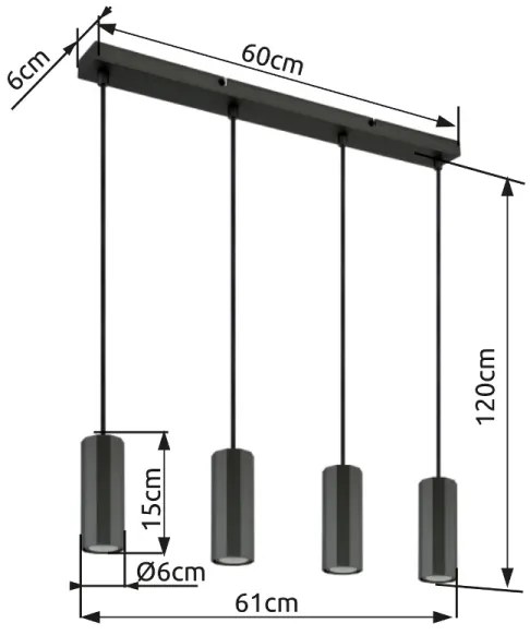 Lustră pe cablu Globo 57918-4H JAMES 4xGU10/25W/230V