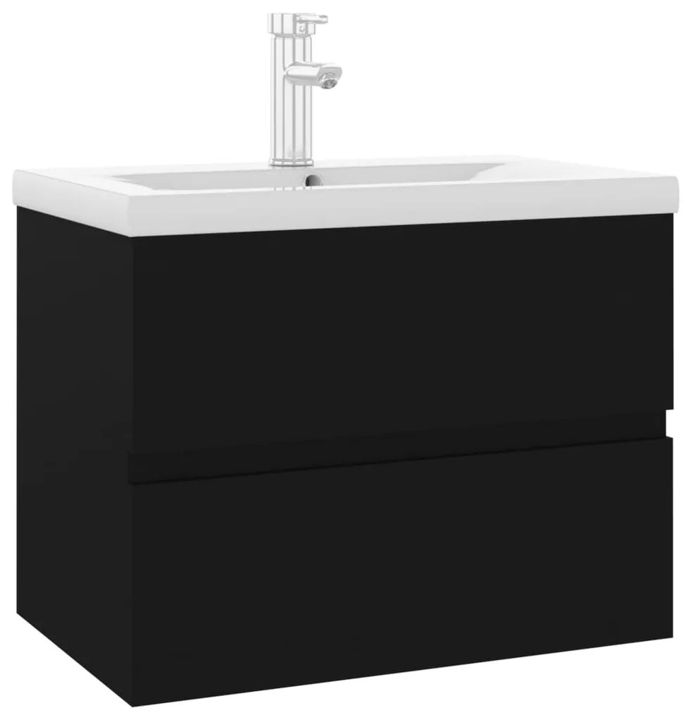 3071631 vidaXL Dulap cu chiuvetă încorporată, negru, lemn prelucrat