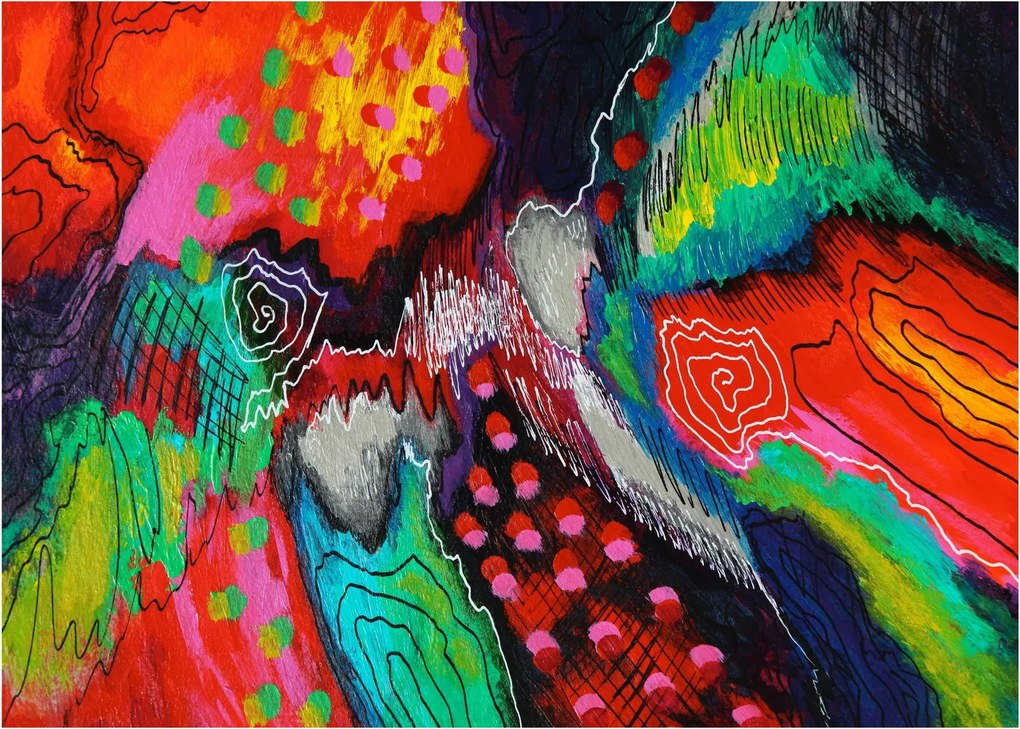 Tablou pe sticlă abstract - culori (70x50 cm)
