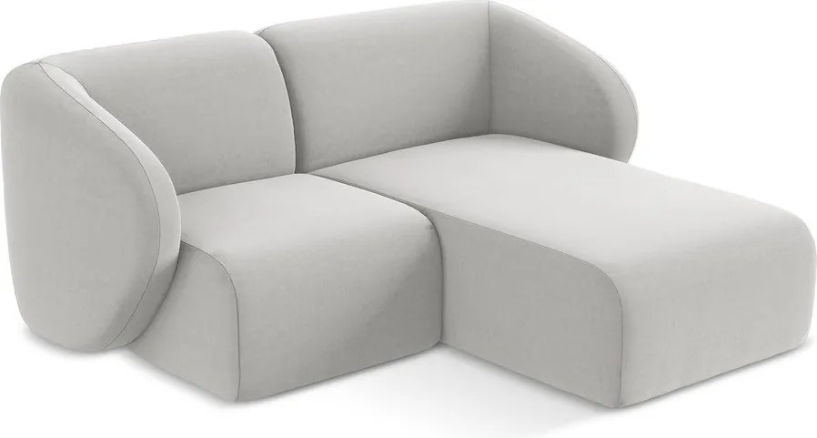 Colțar gri deschis cu tapițerie din catifea (cu colț pe partea dreaptă/cu șezlong) Lani – Makamii