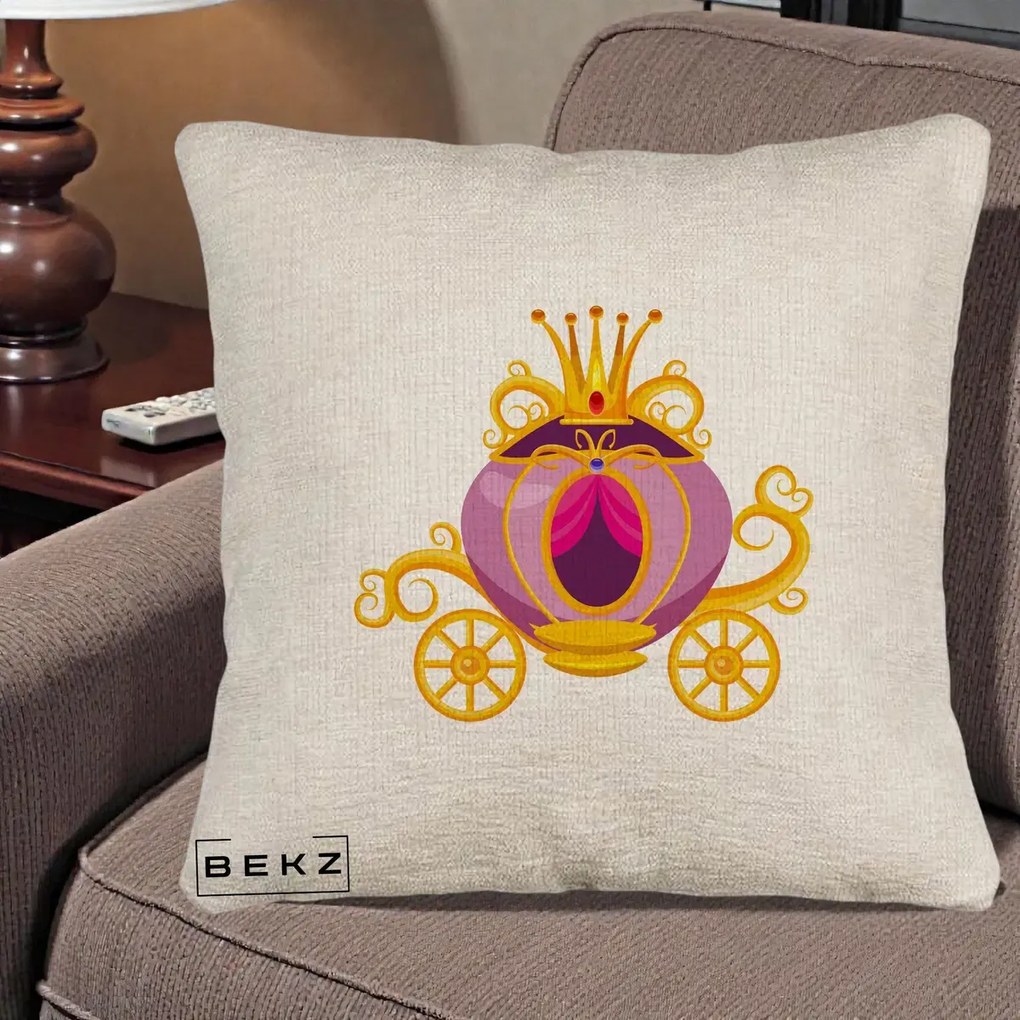 Perna Decorativa Trasura Regala Aurie, 40x40 cm, Bej Canapea, Husa Detasabila, Perna Inclusa, BEKZ®
