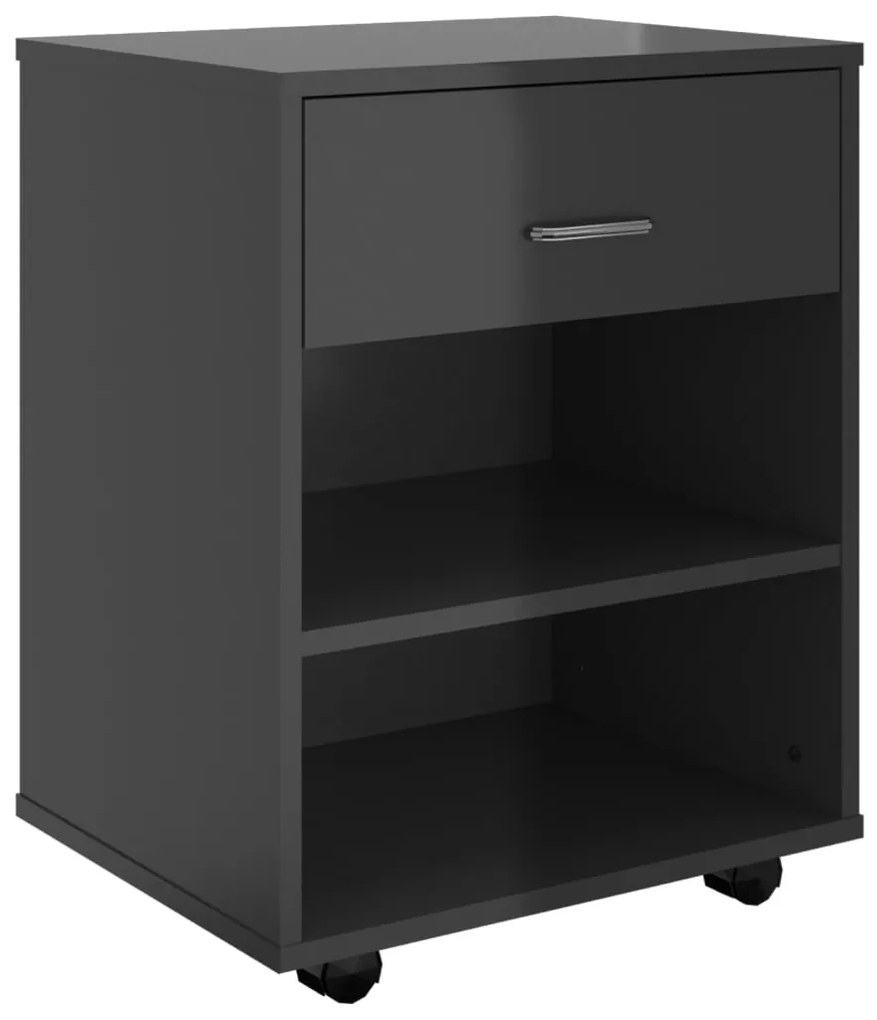 808474 vidaXL Dulap cu roți, negru extralucios, 46x36x59 cm, PAL