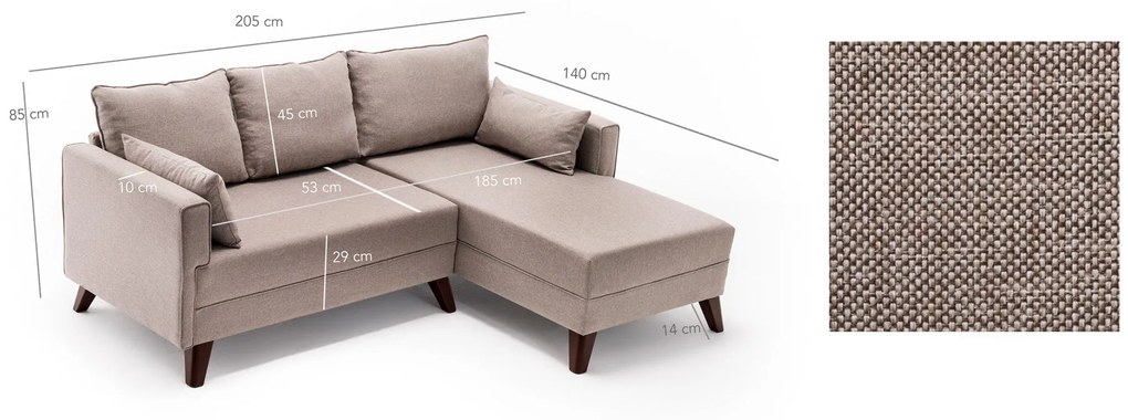 Canapea extensibilă de colț Bella Corner Sofa Right 2 - Cream