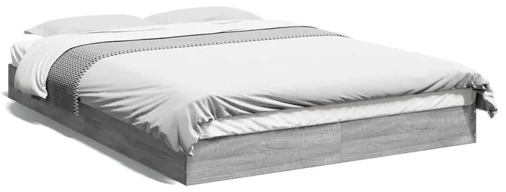 842026 vidaXL Cadru de pat, gri sonoma, 140x200 cm, lemn prelucrat