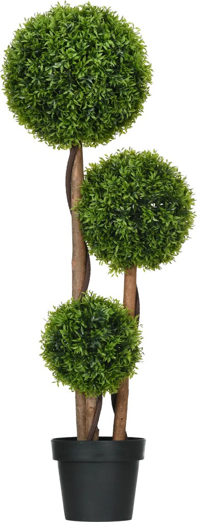 HOMCOM Plantă Artificială de Buxus cu 3 Ffere și Frunze de Bambus | Aosom Romania