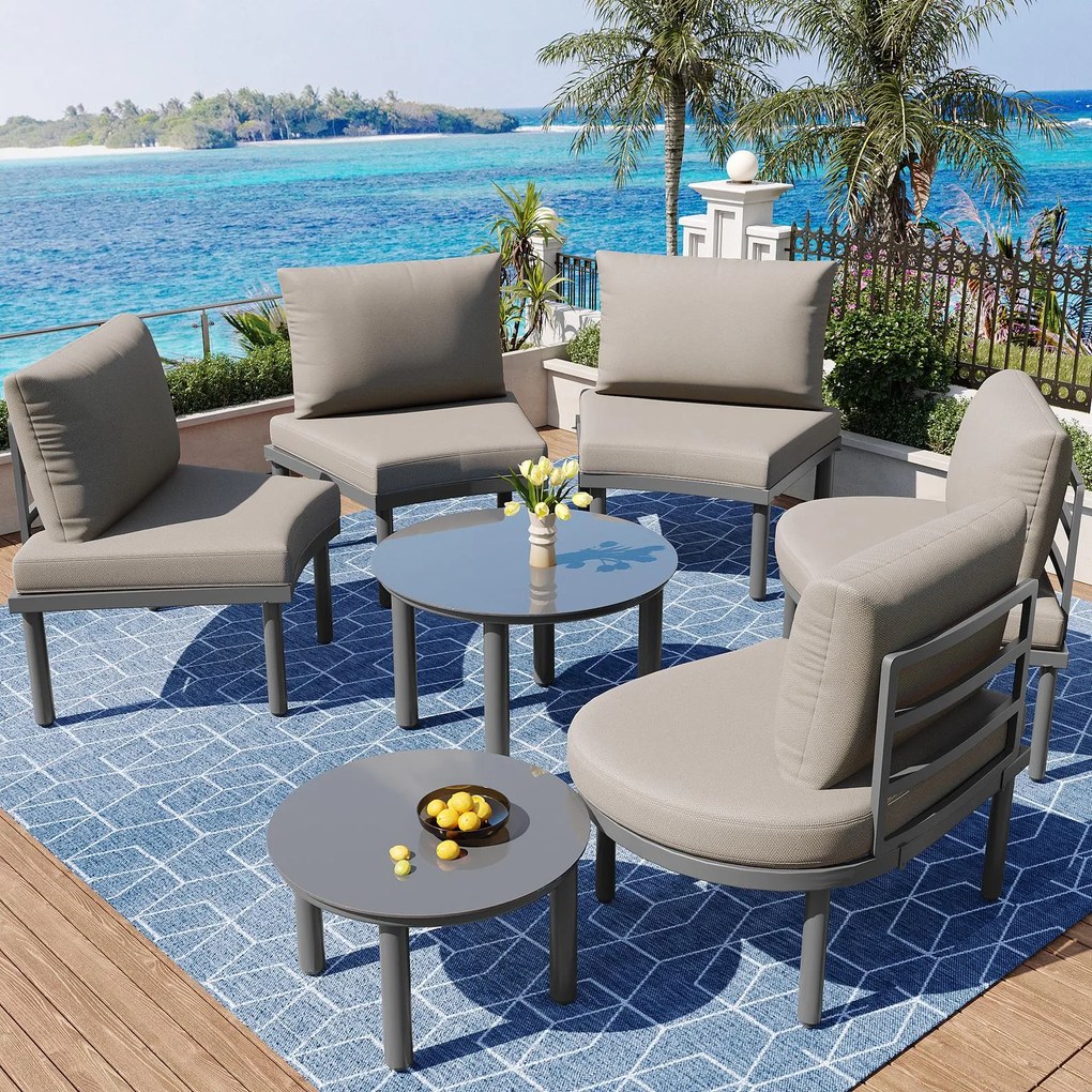 Set mobilier de grădină 5 locuri, Gri | Aosom Romania