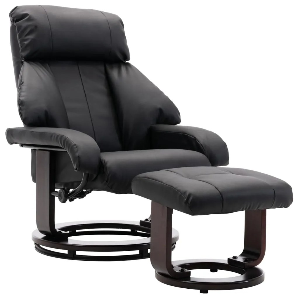 248673 vidaXL Fotoliu TV rabatabil cu taburet, negru, piele ecologică