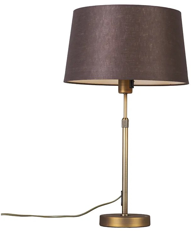 Lampă de masă din bronz cu abajur maro 35 cm reglabil - Parte
