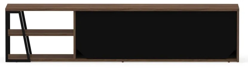 Comodă TV neagră/în culoare naturală cu aspect de lemn de nuc 190x45 cm Albi - TemaHome