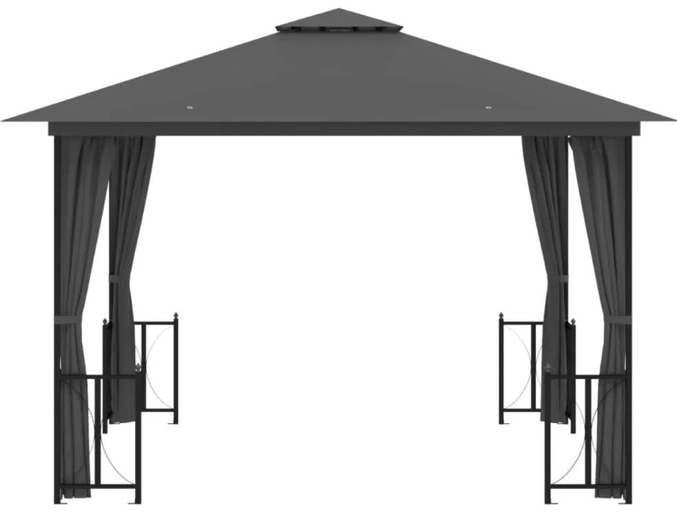 Foisor cu pereti laterali si acoperisuri duble, antracit, 3x3 m Antracit, 3 x 3 m