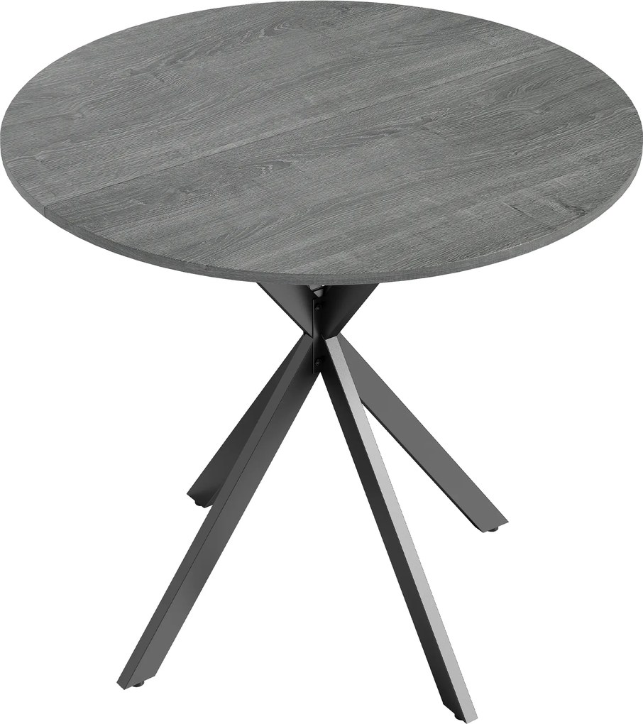 HOMCOM Masă rotundă de dining în stil industrial, cu picioare în cruce din oțel, Ø80 x 75 cm, gri | Aosom Romania