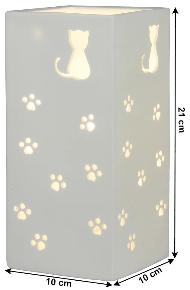 Lampa de masa din ceramica, model alb   pisica, BELLE TIP 2