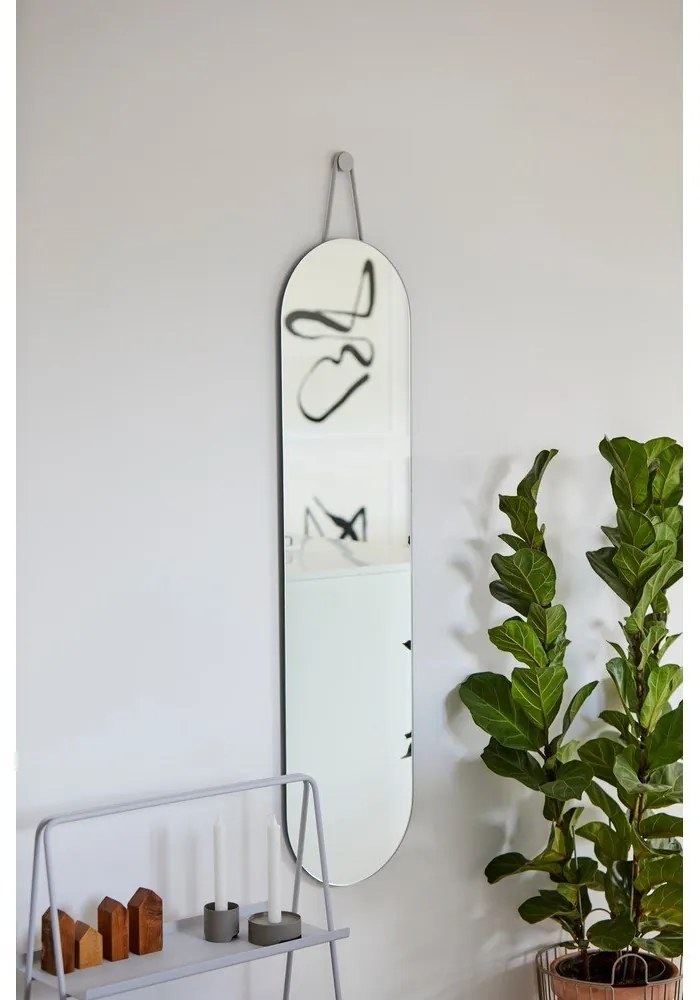 Oglindă de perete Zone A-Wall, 120 x 30 cm, gri