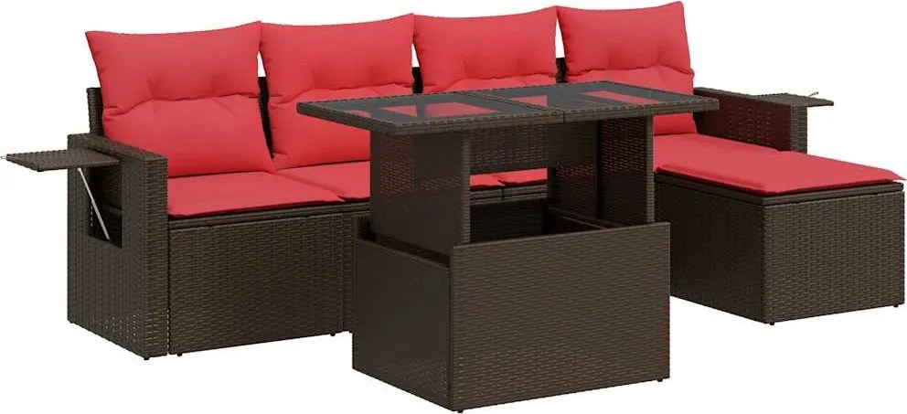 vidaXL Set mobilier grădină cu perne 6 piese maro poliratan/lemn acacia