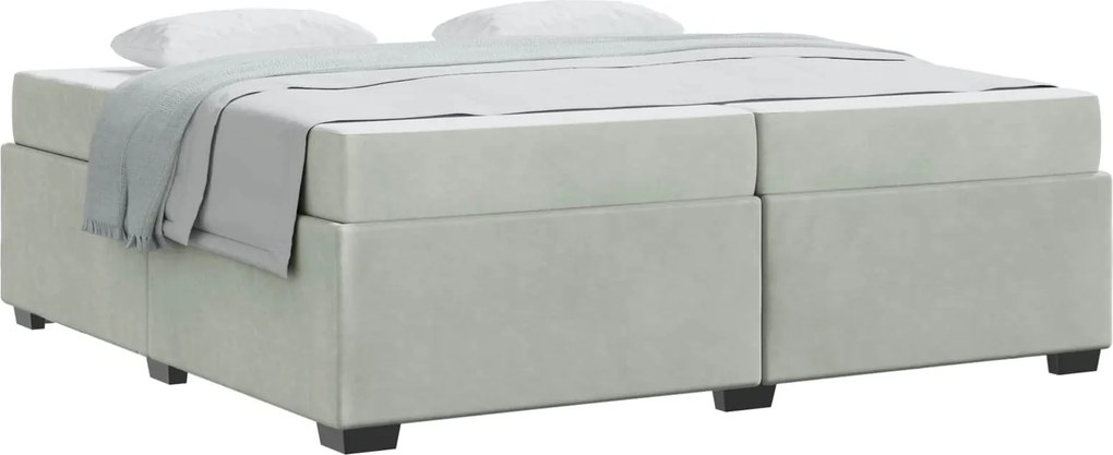 vidaXL Cadru de pat cu saltea Gri deschis 200 x 200 cm țesătură