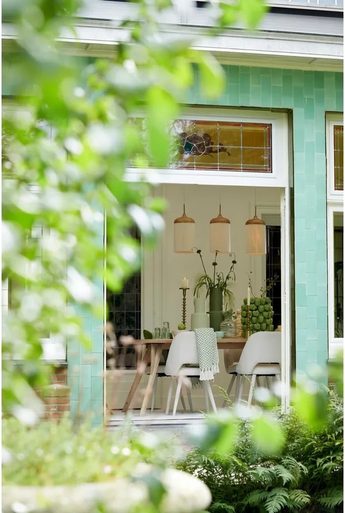 Lustră în culoare naturală cu abajur textil Dania – Light & Living