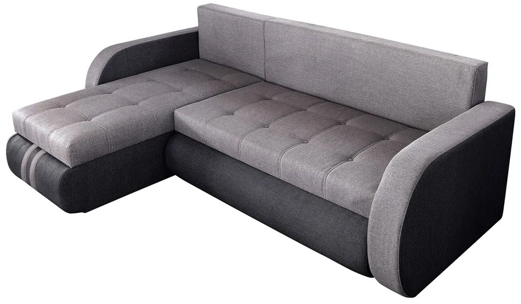 Coltar extensibil reversibil Siena Duo Antracit/Gri 243x141x81 cm cu lada de depozitare