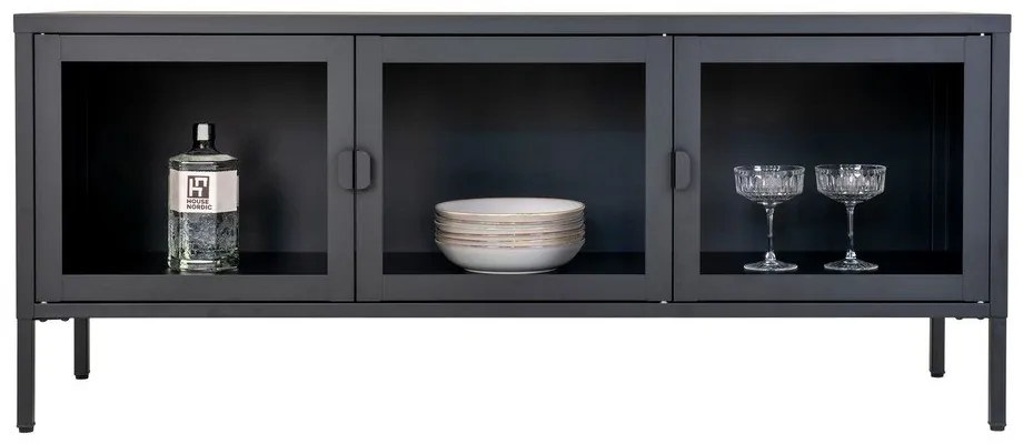 Comodă TV neagră din metal 130x55 cm Brisbane – House Nordic