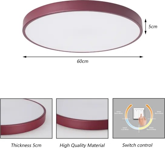 Brilagi POOL - Plafonieră LED 60W, 230V, 3000/4000/6000K, 60 cm, bordo