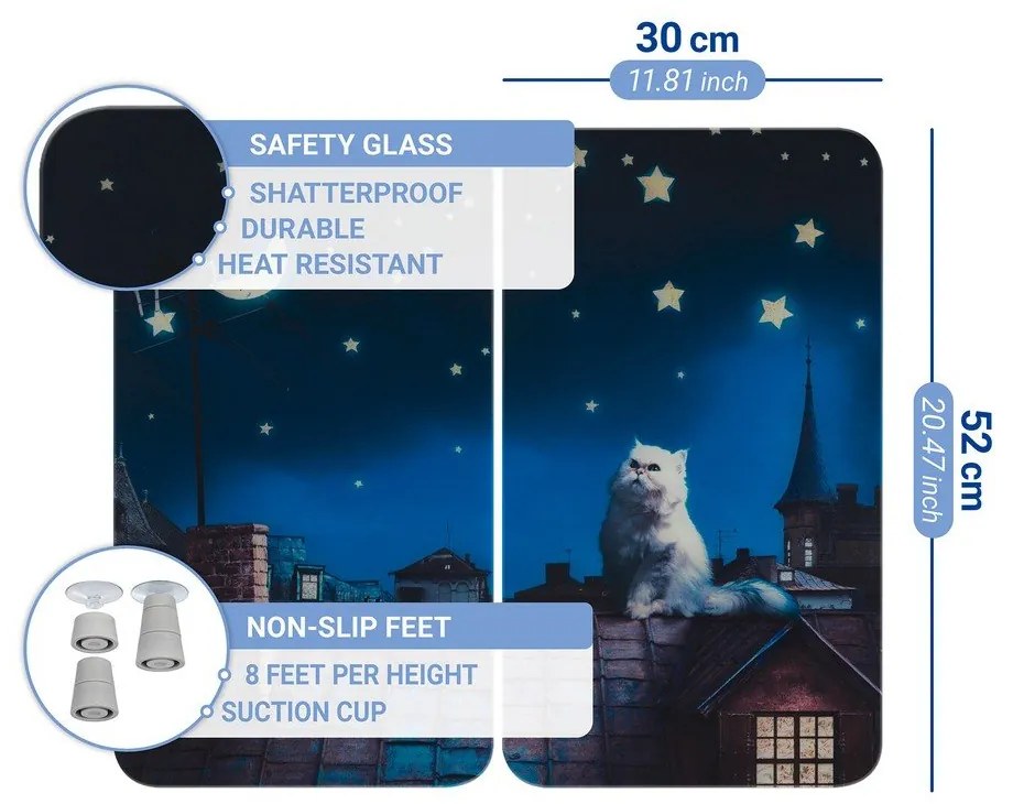 Protecții de aragaz 2 buc. din sticlă temperată 30x52 cm – Maximex