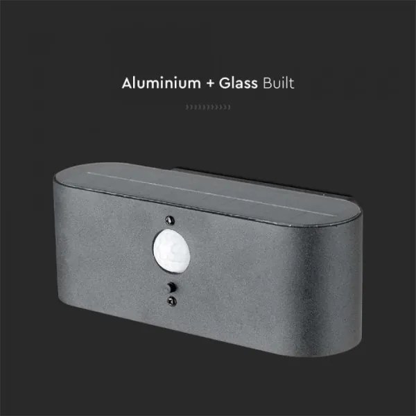 LED lampă solară de perete exterior cu senzor, 2,5W, 3000K, IP54