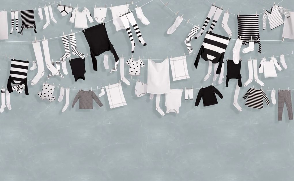 Fototapet, Laundry Day, Blue, Rebel Walls