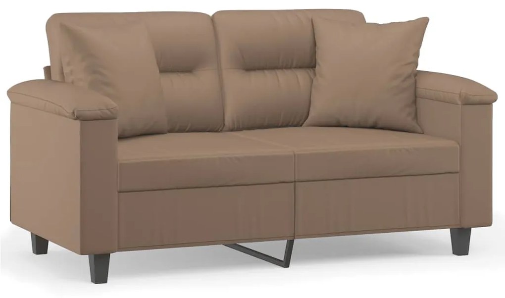 3153298 vidaXL Canapea cu 2 locuri, perne&pernuțe cappuccino 120 cm piele eco
