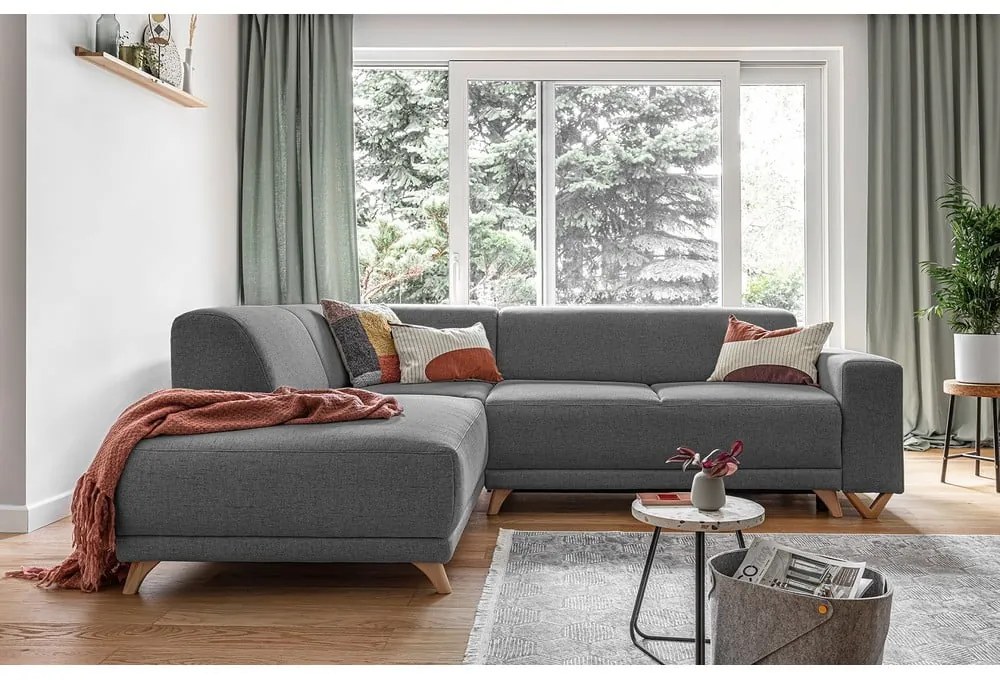 Colțar gri extensibil/cu spațiu de depozitare (cu colț pe partea stângă/în formă de ”L”) Classy Sophie – Miuform