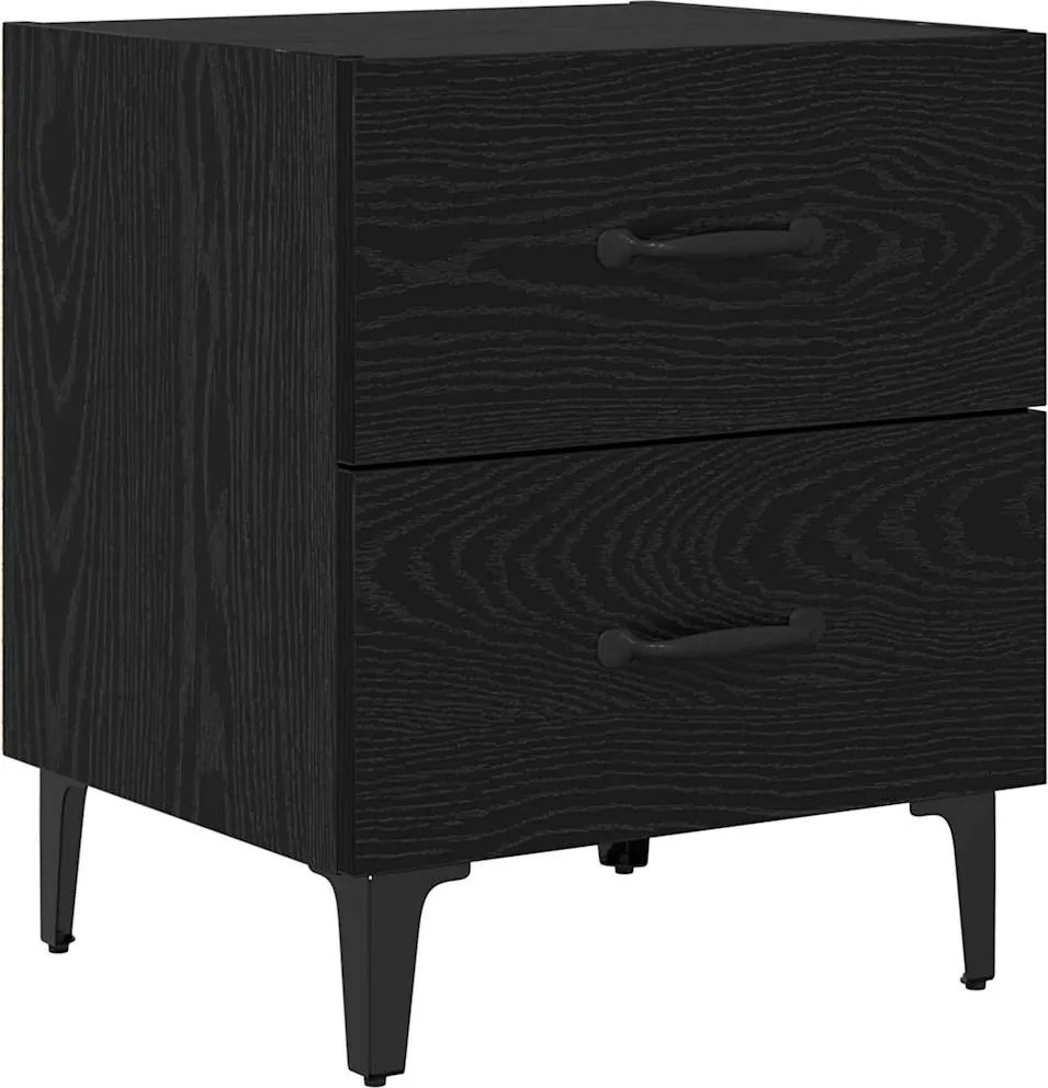 vidaXL Dulap de pat Stejar Negru 40 x 35 x 47,5 cm Lemn compozit