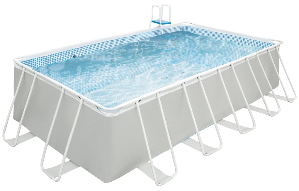 Outsunny Piscină Supraterană cu Cadru de Oțel, Pompă de Filtru, Cartuș Filtrant, Rezistentă la Rugină, 580x310x122 cm, Gri deschis | Aosom Romania