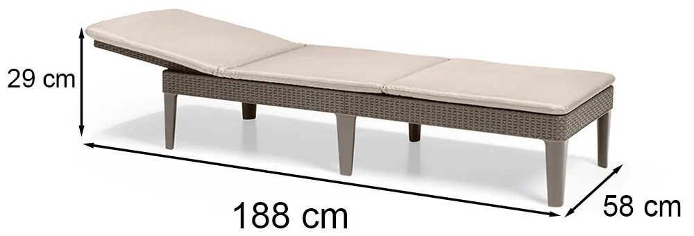 Șezlong de grădină Jaipur cu pernă cappuccino