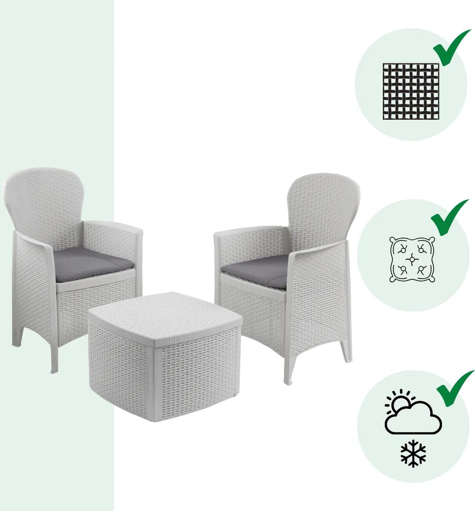 I.P.A.E-Progarden Set de grădină TREE, 3 piese, albă