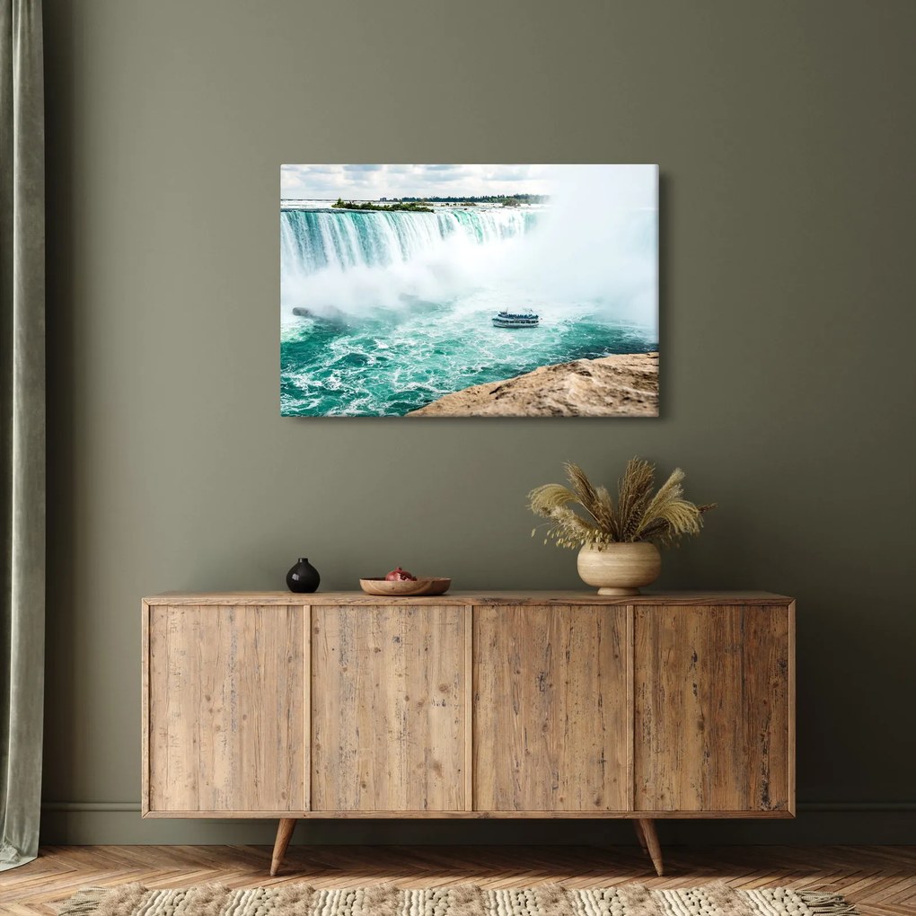 Tablou cu cascadele și corabie (90x60 cm)