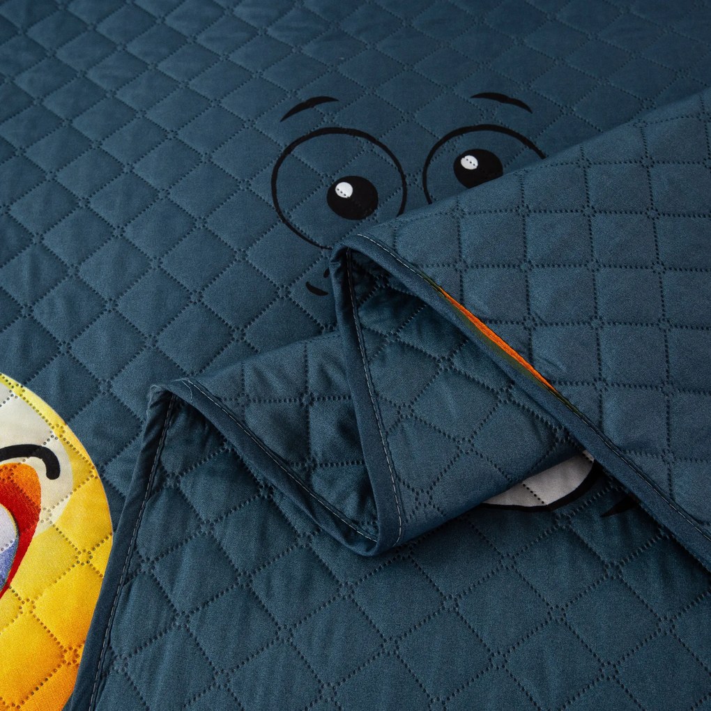Cuvertura pentru pat cu model FUNNY EMOJI gri Dimensiune: 170 x 210 cm