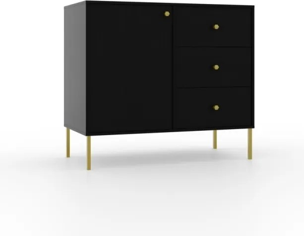 Comodă cu usa si trei sertare, 84x41x74 cm, Tili System. ADRK Furniture (Culoare: Eucalipt / Eucalipt)