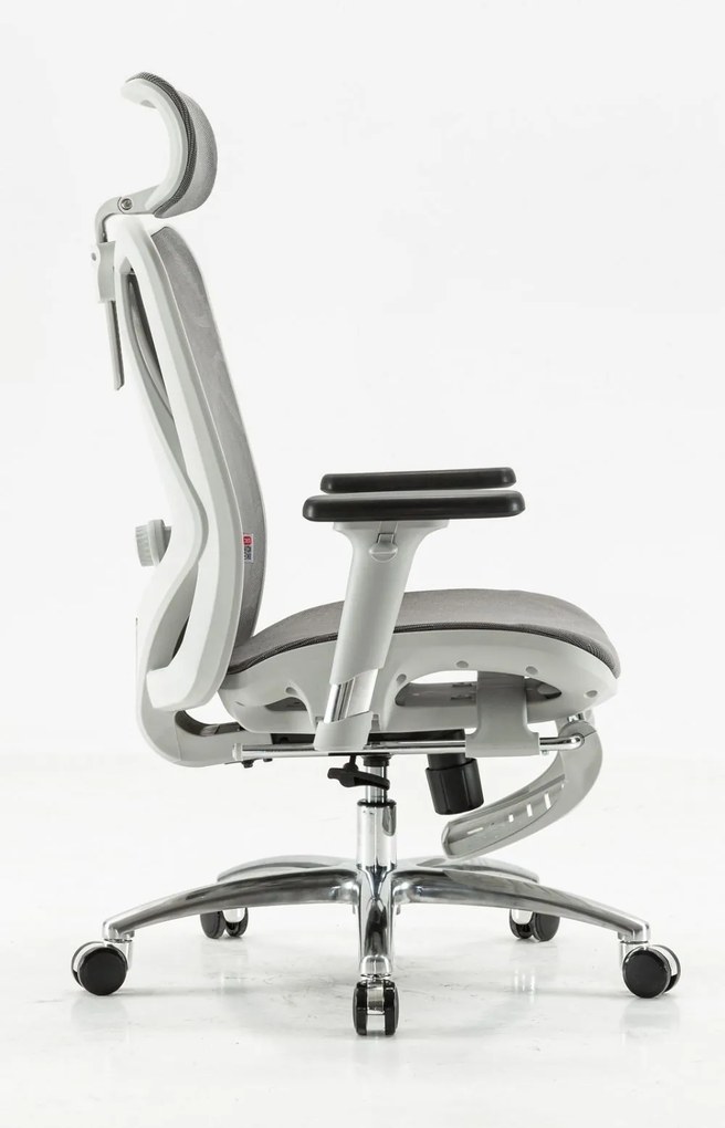 Scaun ergonomic SIHOO M57B, Suport lombar 2D, Cotiera 3D, Tetiera reglabila, Mecanism inclinare/blocare in 3 pozitii, suport picioare, Mesh, Gri