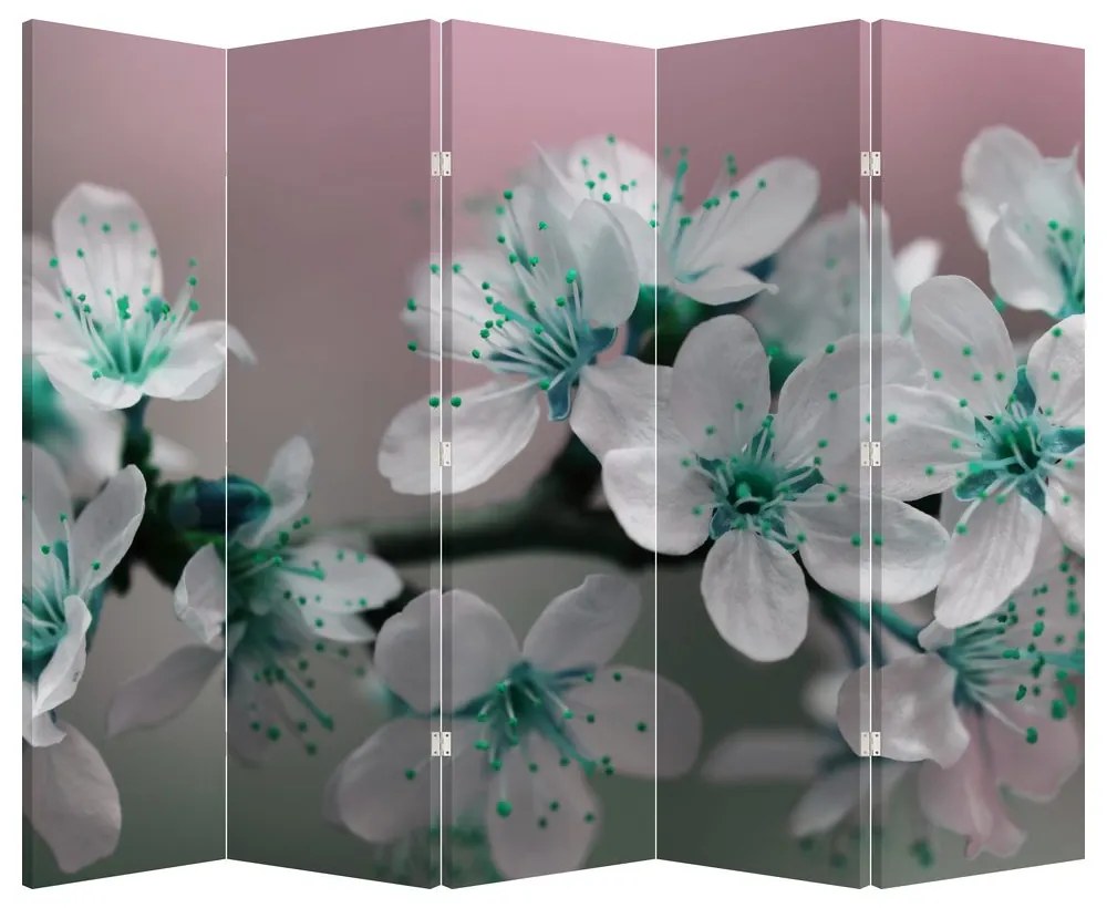 Paravan - Floare - turcoaz (210x170 cm)
