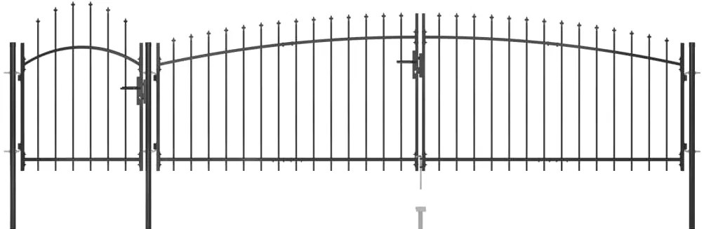 vidaXL Poartă gard pentru grădină cu vârf suliță, negru 5 x 1,5 m