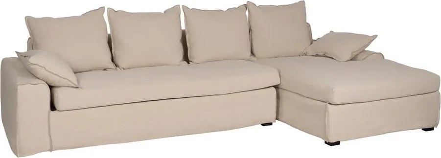 Colțar crem cu tapițerie din in (cu colț pe partea dreaptă, cu șezlong) – Ixia