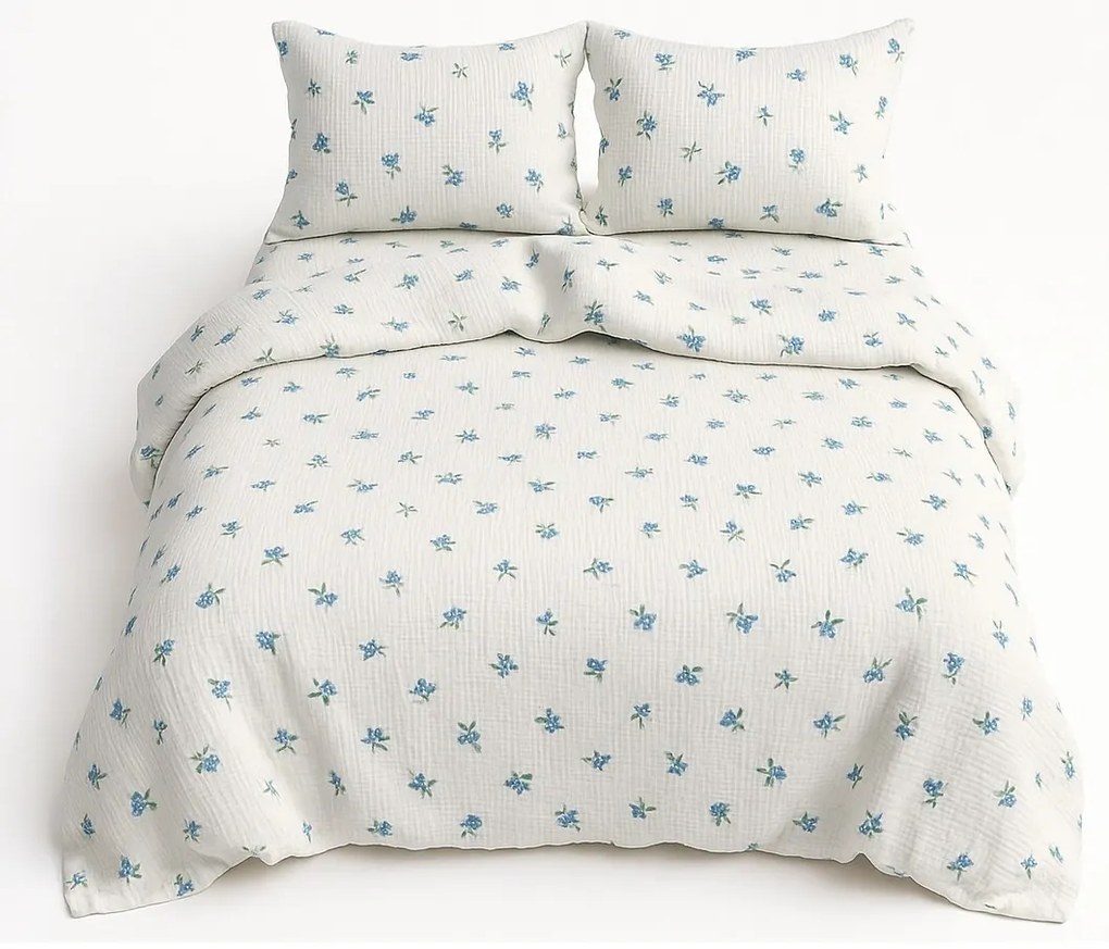 Lenjerie de pat din muselină Matex Afine, 140 x 200 cm, 70 x 90 cm