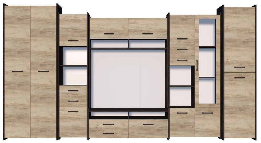 Mobilier cameră de zi Moledo (stejar gri + stejar canterbury). 1014007