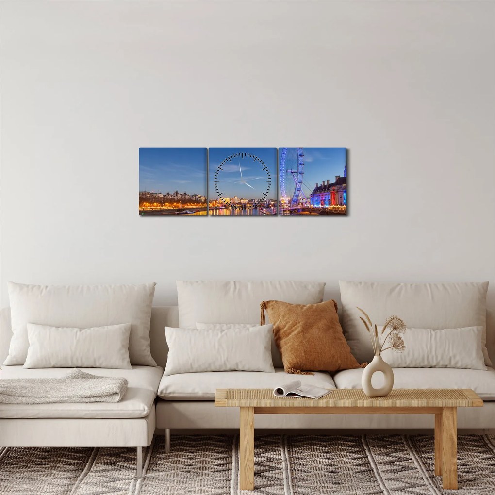 Tablou London Eye (cu ceas) (90x30 cm)