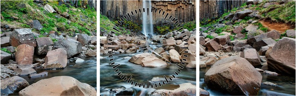 Tablou - Cascada Svartifoss, Islanda (cu ceas) (90x30 cm)