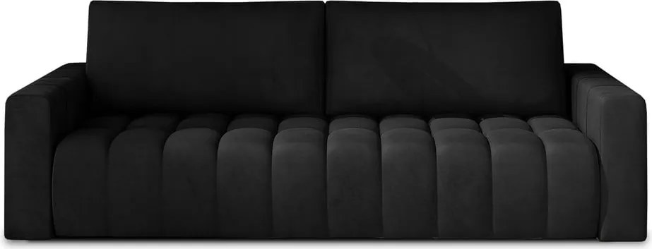Canapea neagră extensibilă/cu spațiu de depozitare cu tapițerie din catifea 247 cm Lazaro – ELTAP
