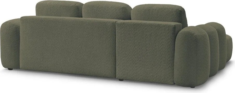 Colțar verde extensibil/cu spațiu de depozitare cu tapițerie din țesătură bouclé (cu colț pe partea stângă/cu șezlong) Montaigne – Bobochic Paris