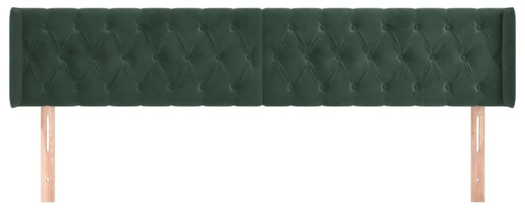 Tablie de pat cu aripioare verde inchis 183x16x78 88 cm catifea 1, Verde inchis, 183 x 16 x 78 88 cm