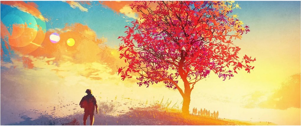 Tablou - casa în deal (120x50 cm)