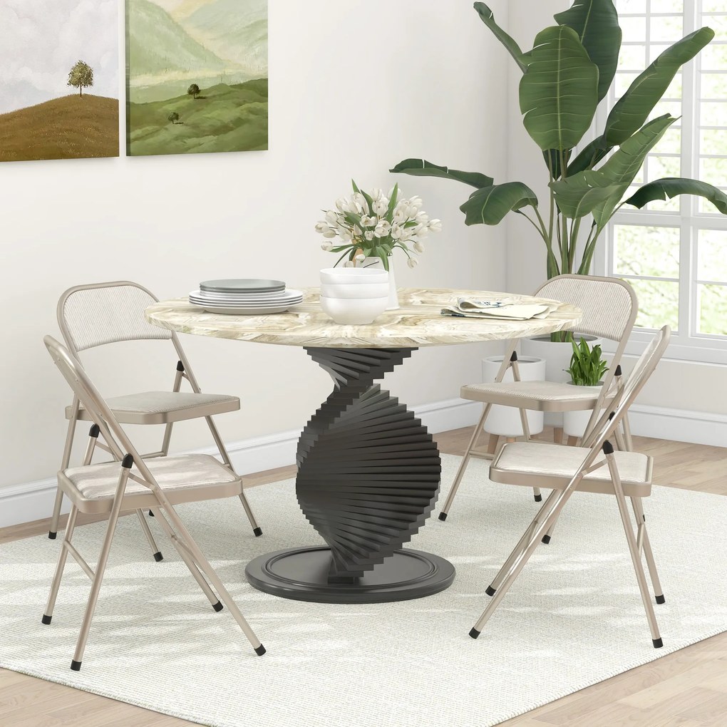 HOMCOM Lot de 4 scaune pliante scaune de sufragerie portabile cadru din oțel dim. 45l x 46A x 78Î cm bej | Aosom Romania